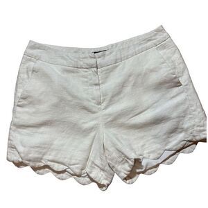 Alice Collection Off-White Scalloped Buttercup Linen Cotton Shorts‎ Women Sz 8